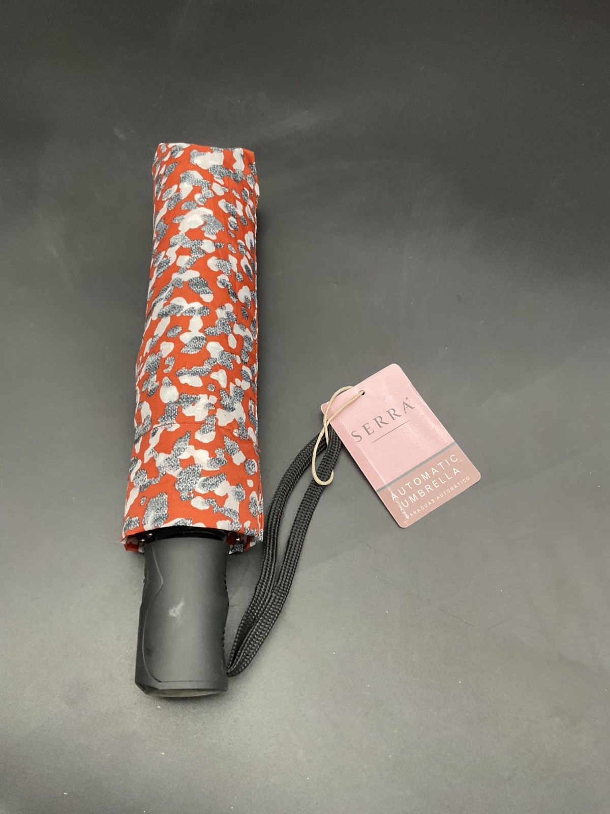 Serra Automatic Umbrella with Stormy Clouds Pattern-Brown-Travel