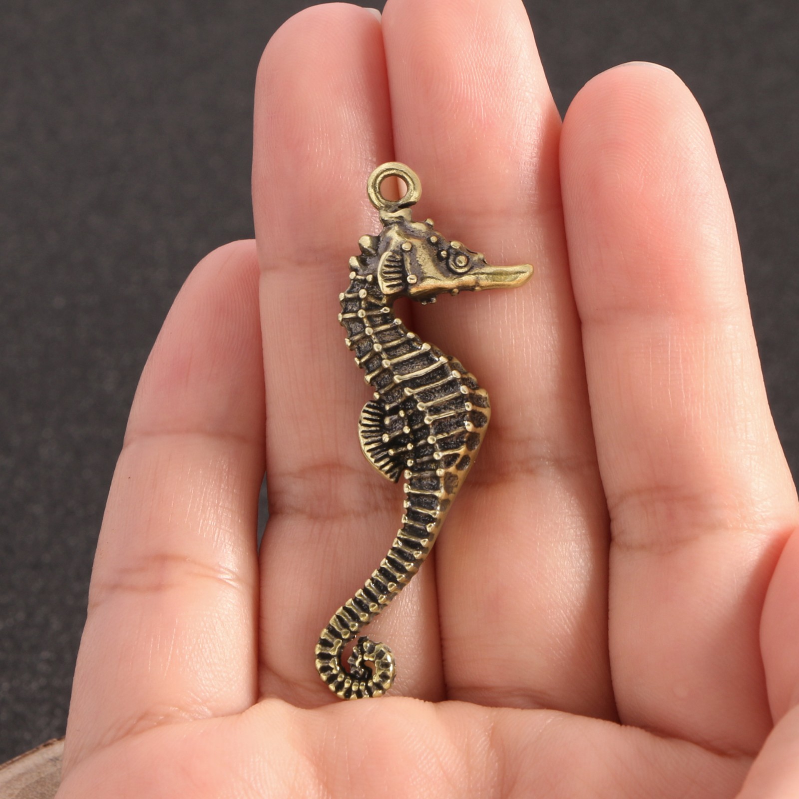 Handmade brass seahorse pendant