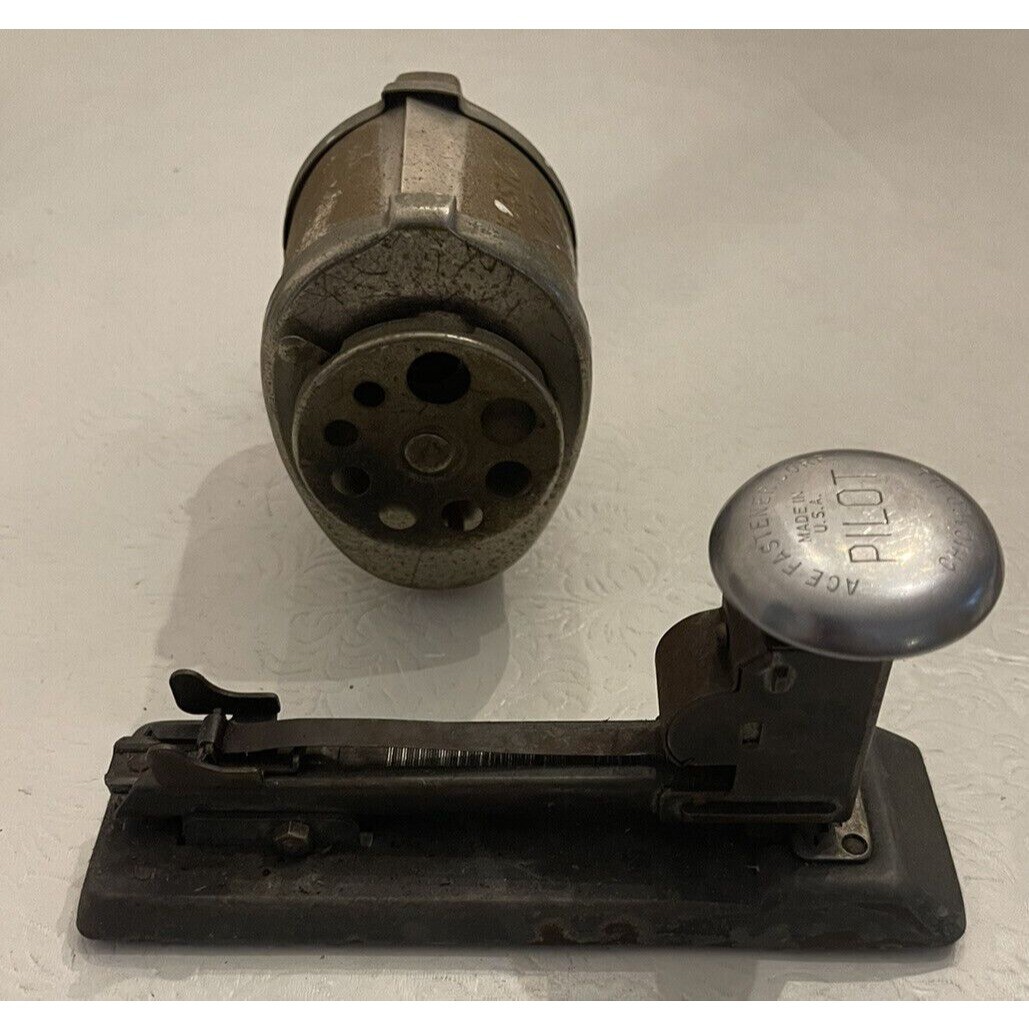 Boston Crank Pencil Sharpener Stapler Ace fastener Pilot WORKS Vintage office