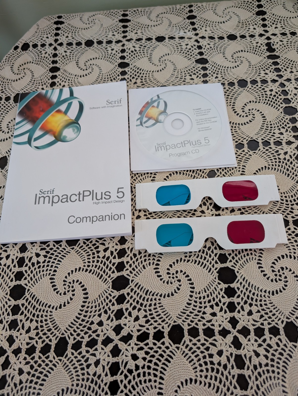 Serif ImpactPlus 5/ 3D Software CD Guide /3D old School Type glasses 2 Read Desc
