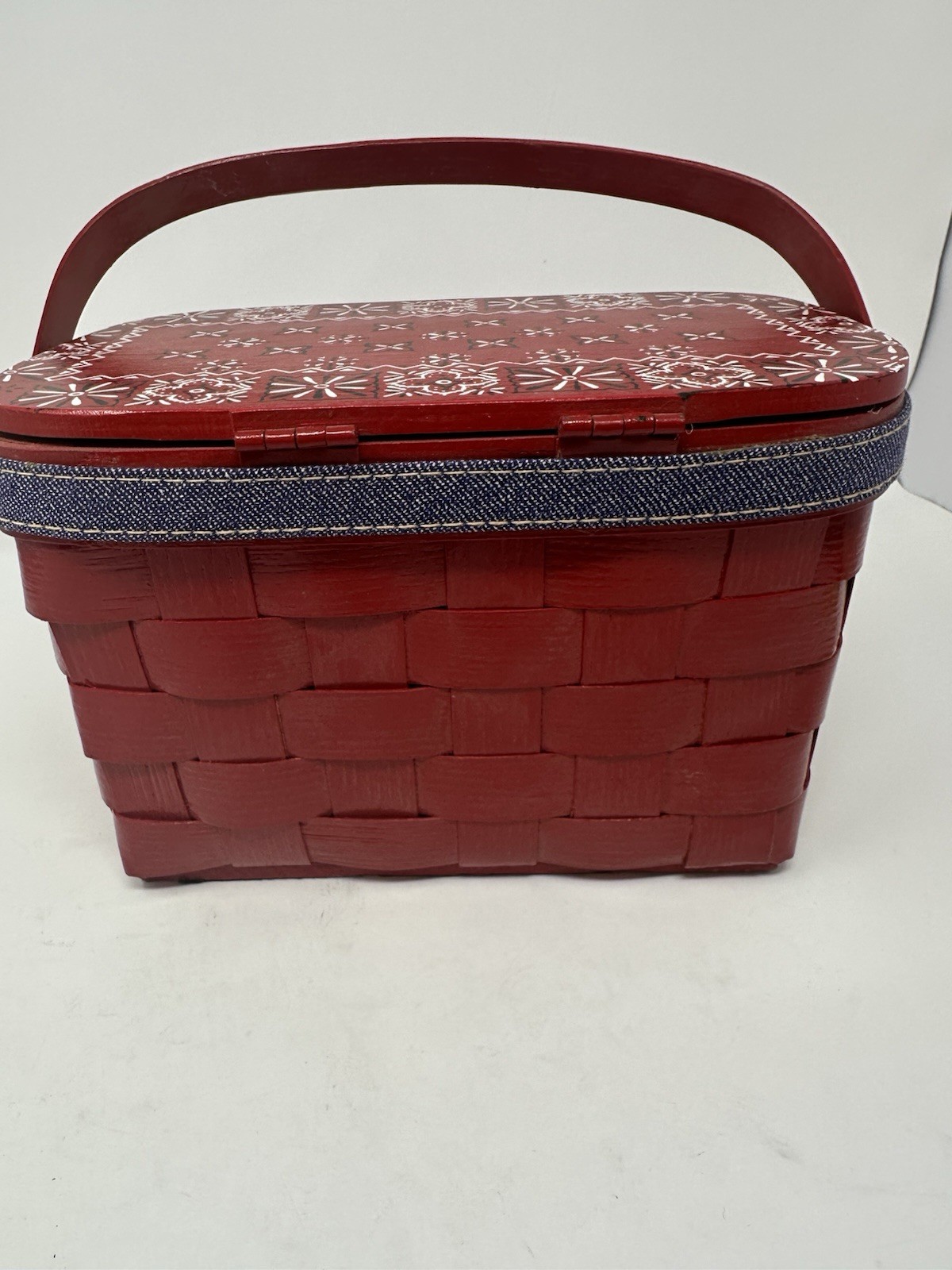 Handmade & Signed Small Basket Bandana Red