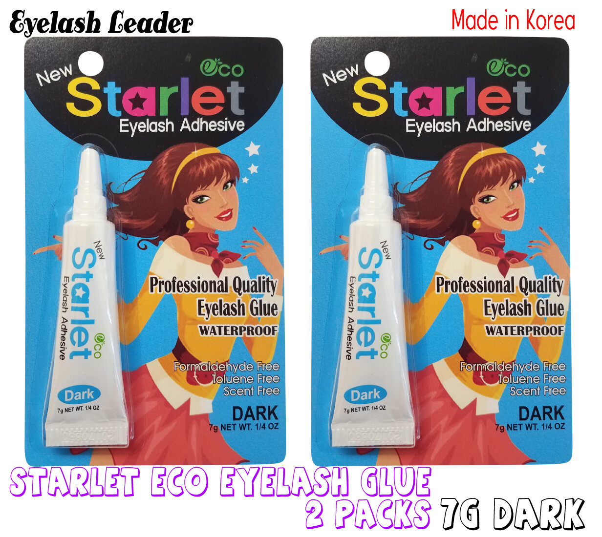 *New* Eco Starlet Eyelash 7g Glue - Dark (2 pcs) Made in Korea