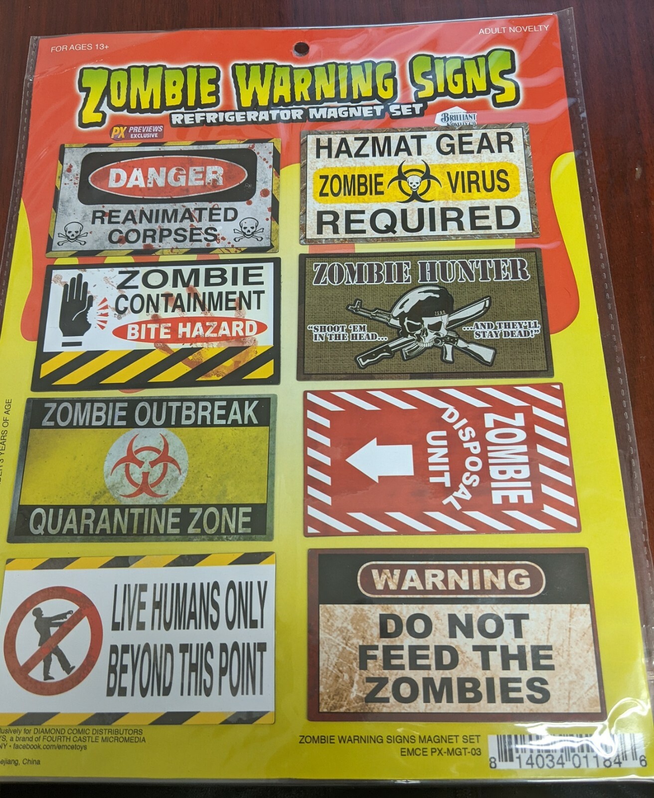 Zombie Warning Signs - Magnet set of 8