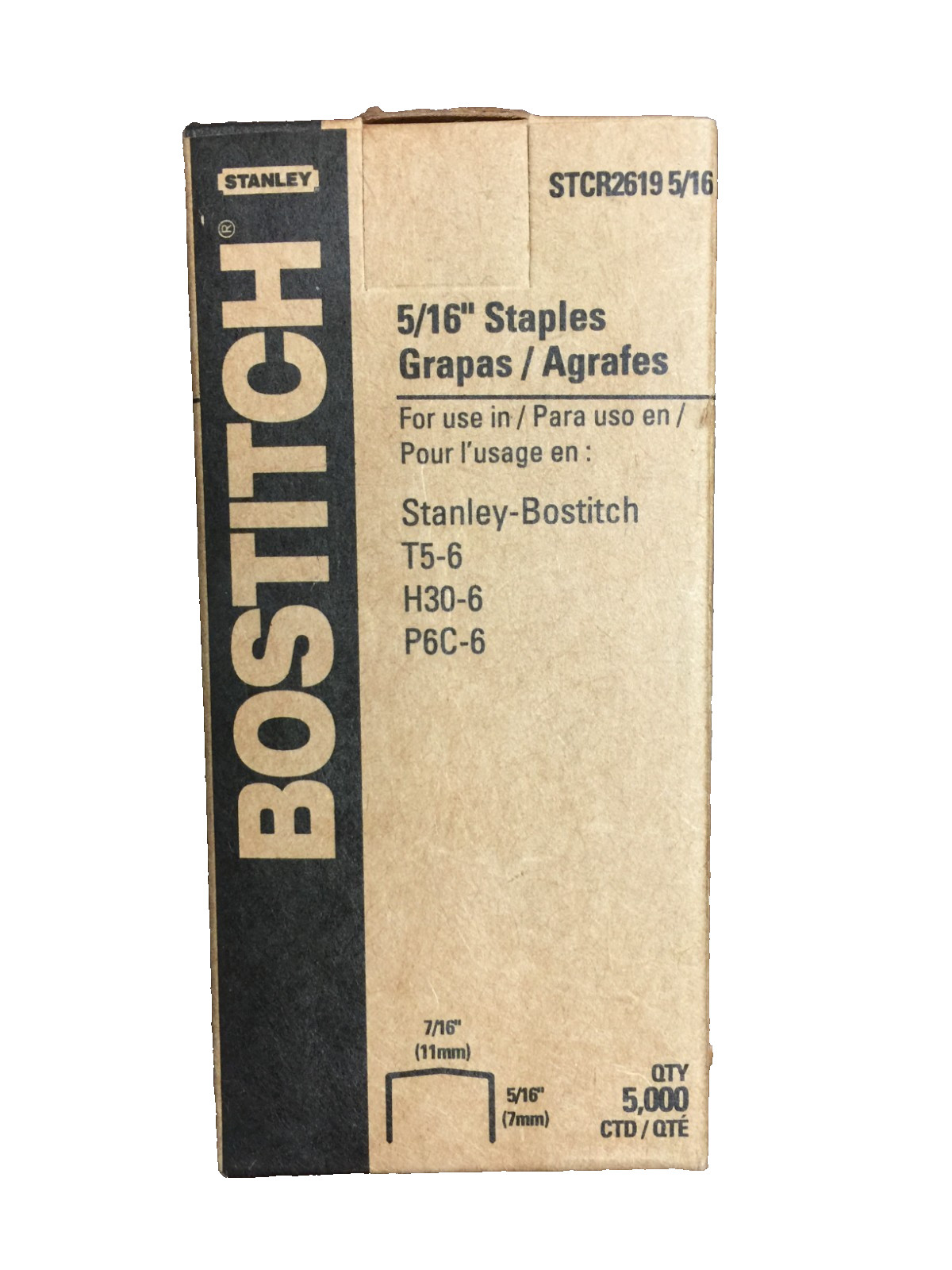 Stanley BOSTITCH STCR2619 5/16" - 5,000 Staples / Box - for P6C-6, T5-6, H30-6