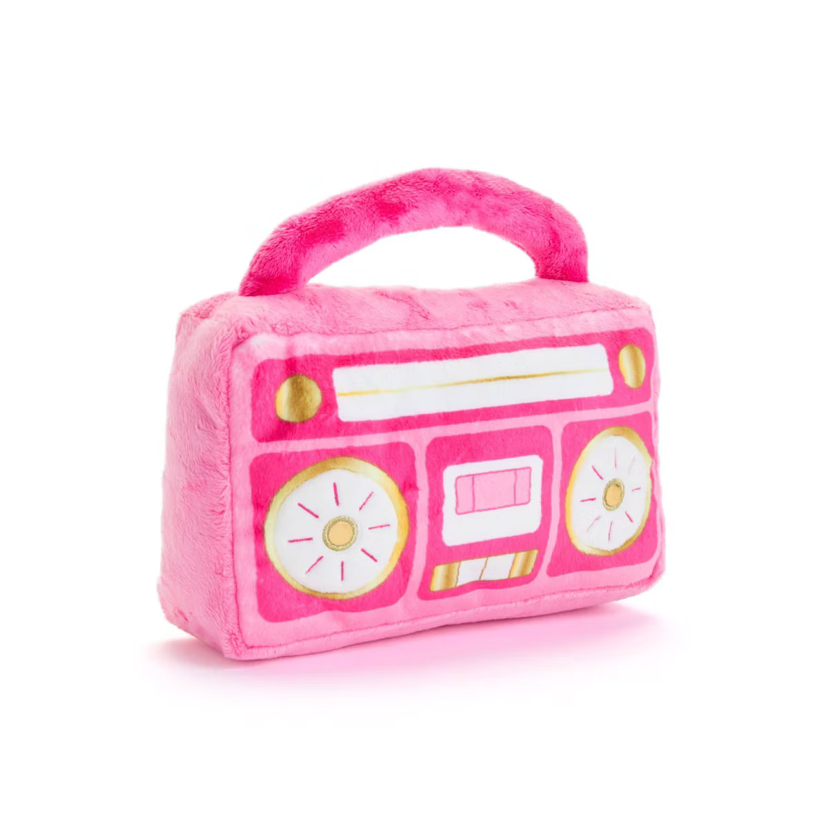 FAO Schwarz Rock&Glam Pink Boombox Plush Retro Cassette Radio Pillow Room Decor