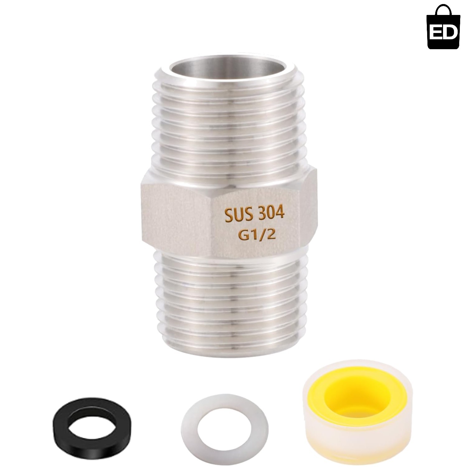Easy Install Shower Hose Extension Connector, 304 Stainless Steel, 1/2 Inch