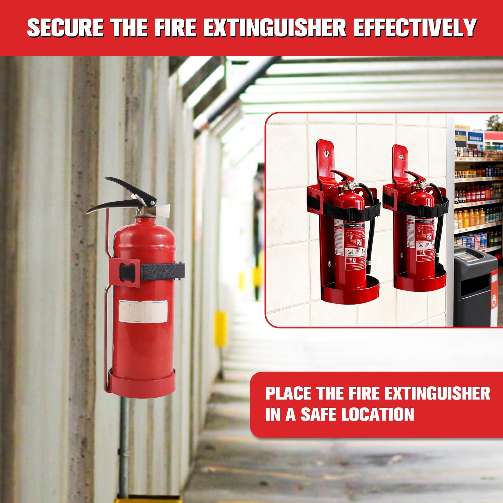 Fire Extinguisher Mount, 2.5LB Fire Extinguisher Bracket Wall Hanging Holder ...