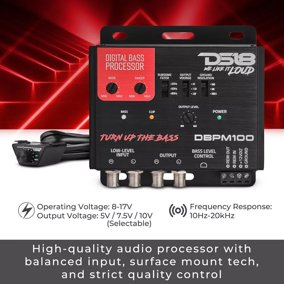 DS18 Car Digital Bass Processor 2 Channel Preamp Input Output Epicenter DBPM100