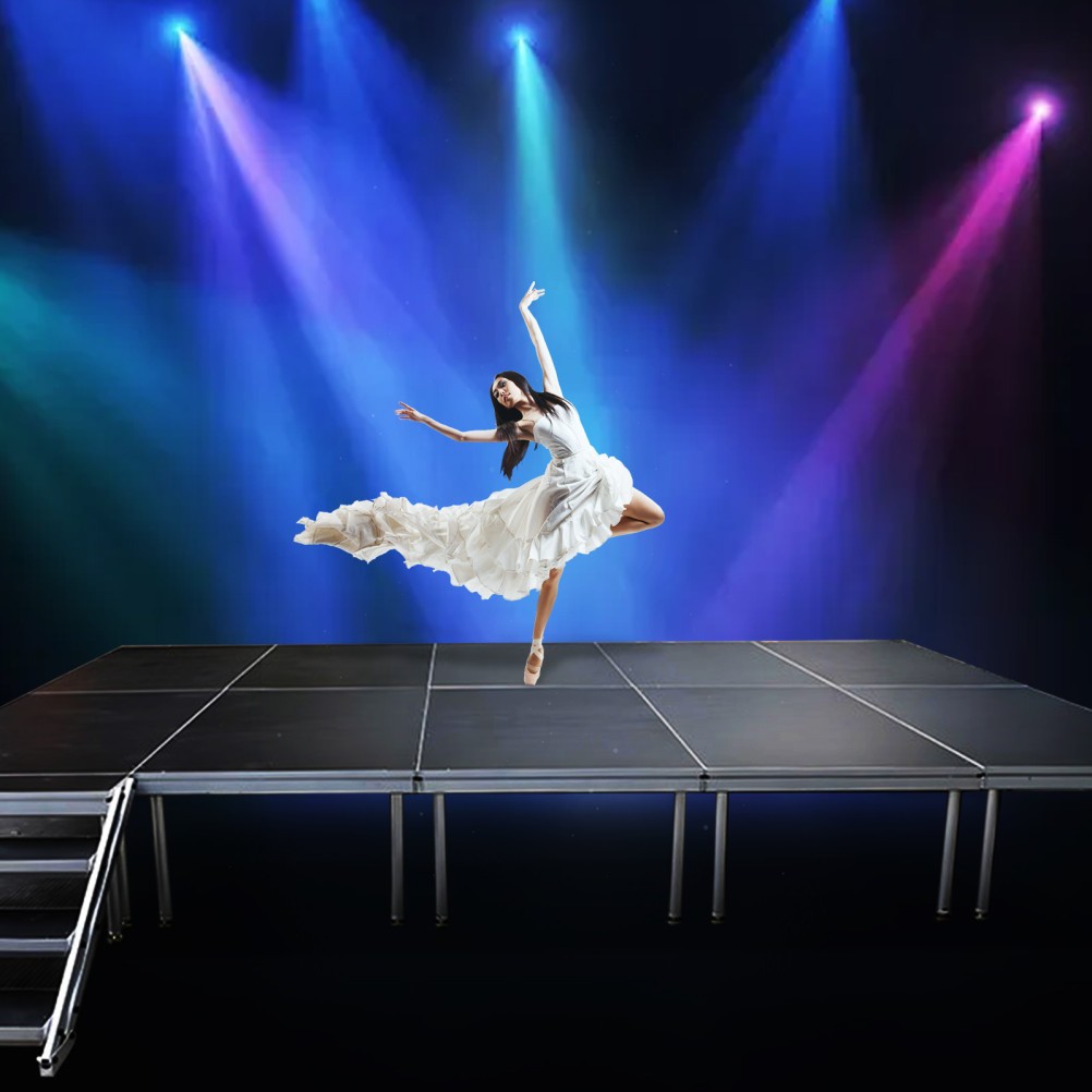 Portable Stage 4x4 ft Height Adjust Stage Riser 24"-40" Modular Stage Platform