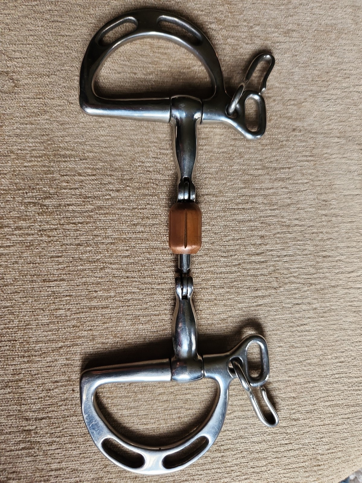 Centaur 5" Horse Bit Kimberwick Double Hinged D Cheeks With Copper Roller