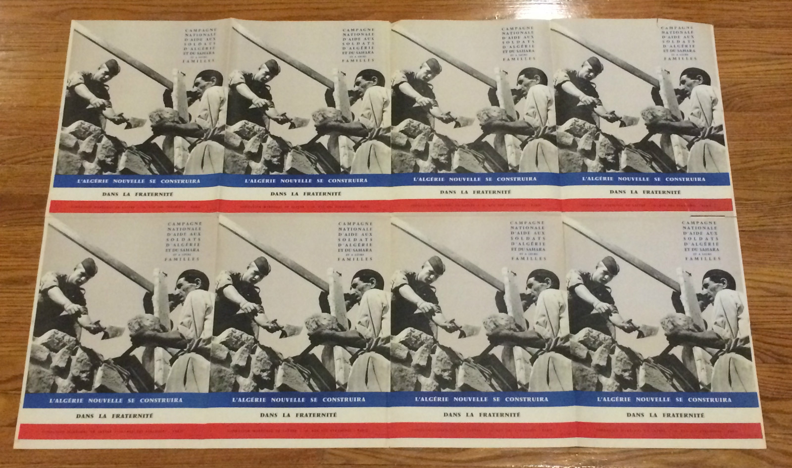 Vintage French Military Poster Fondation Maréchal Lattre Family Soldiers 1960's