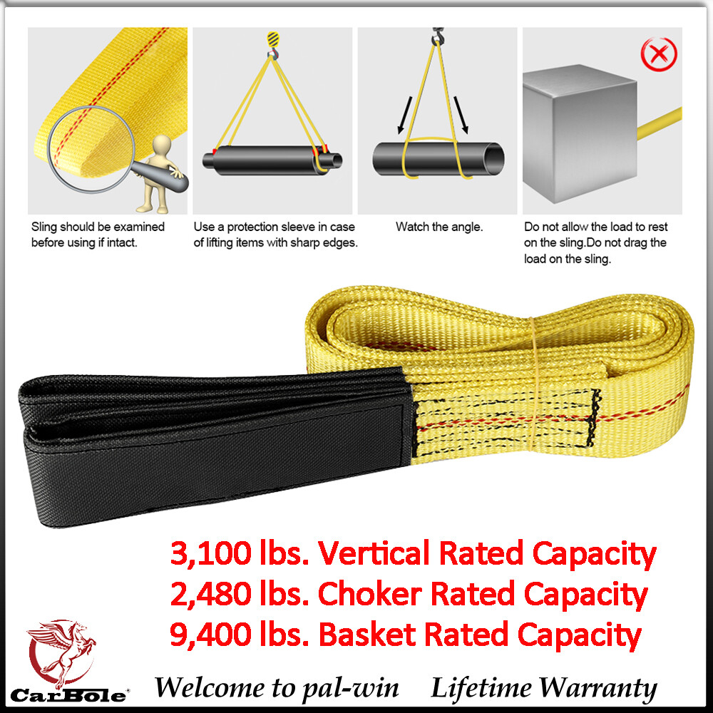 1Pack 6ft x 2in Lifting Sling Straps with Heavy Duty Flat Loops Nylon 2,480 lbs