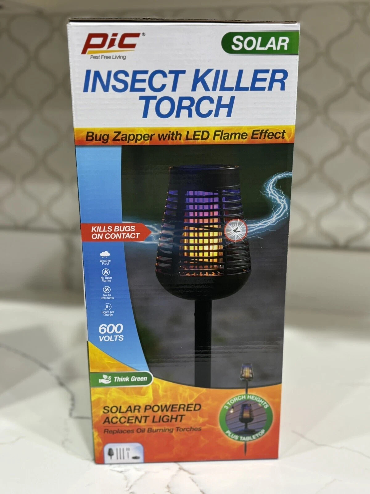 BRAND NEW PIC INSECT KILLER TORCH Solar Powered 3 Torch Heights