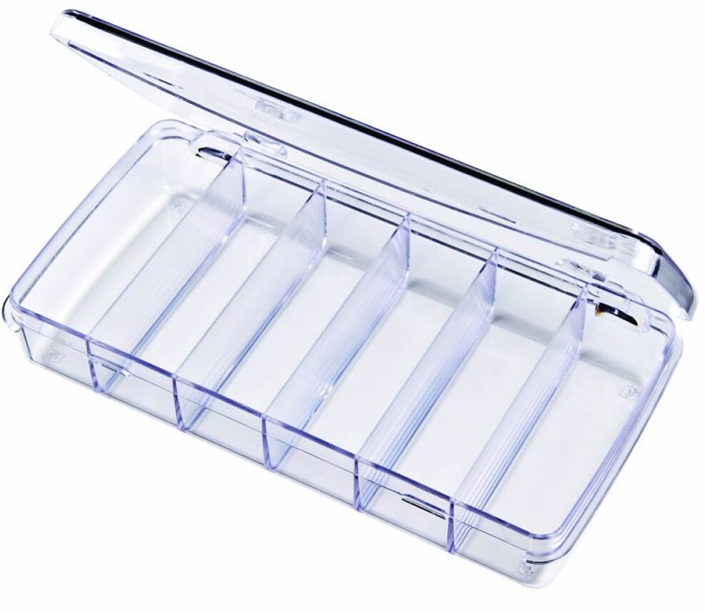 Two 6 Compartment DIVIDED Storage BOXES with Hinged Snap Close Lids Fishing Box