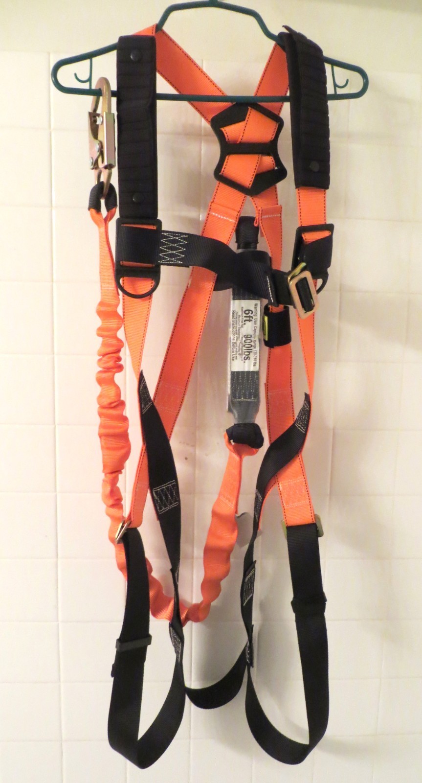 1D-Ring Industrial Fall Protection Safety Harness with 6-Foot Shock Absorber Str
