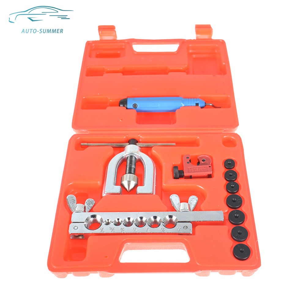 Double Flaring Brake Line Tool Kit Tubing Car Truck Tool Set w/ Mini Pipe Cutter