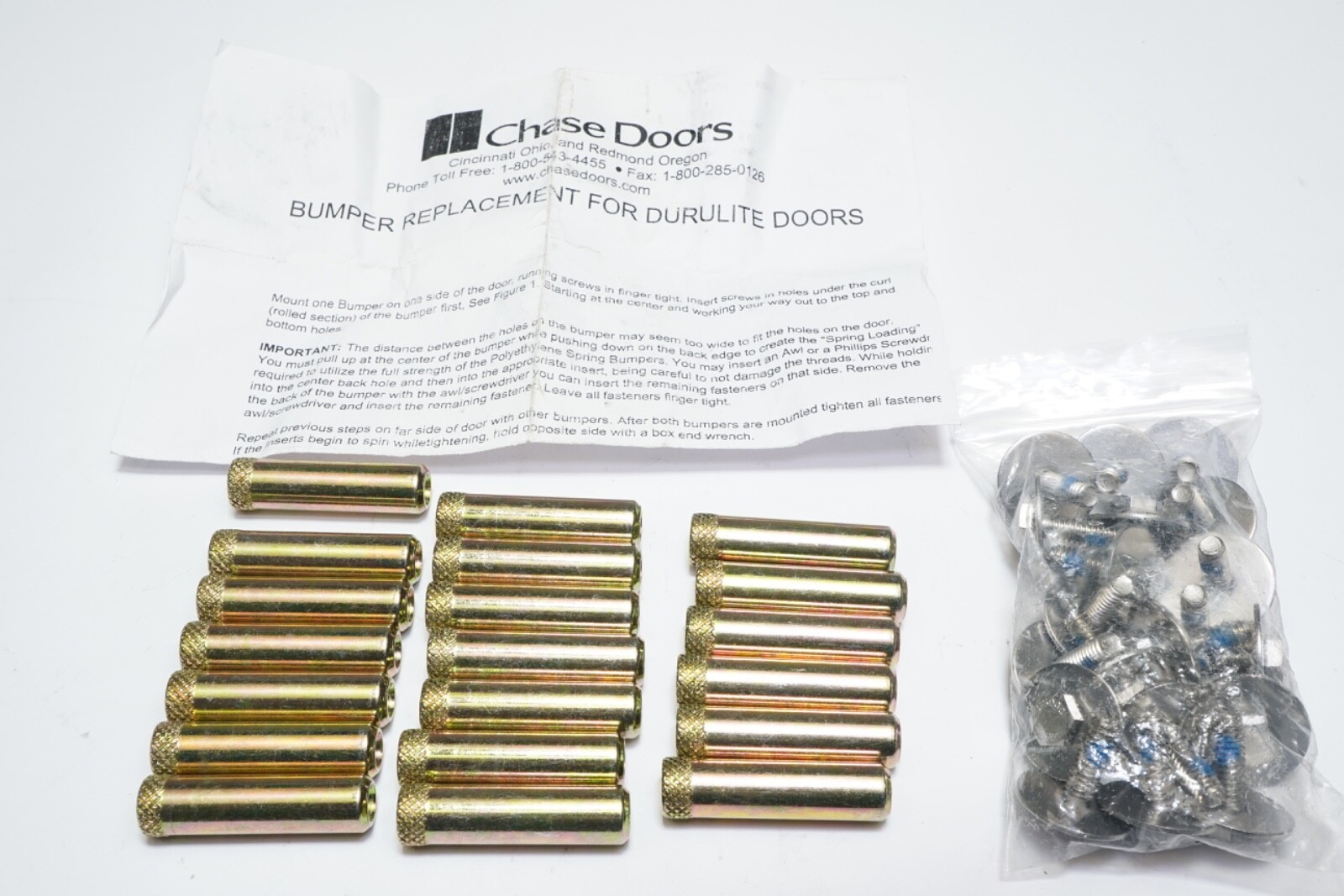 New Chase Doors Bumper Replacement For Durulite Doors Hardware ONLY! Ships Free