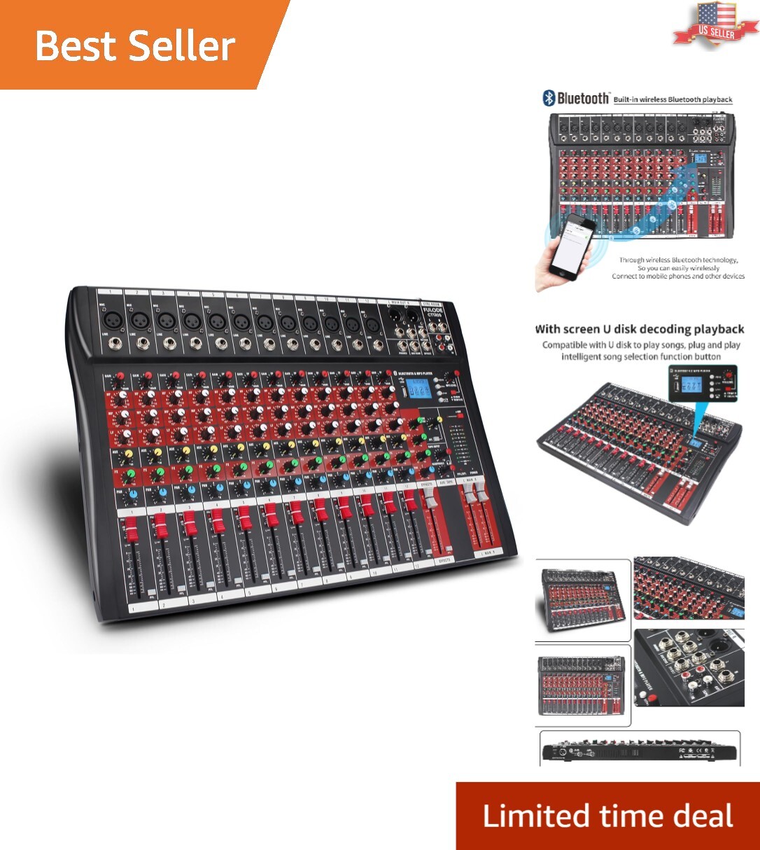 Ultra-Thin FULODE CT120S Mixer - 12 Channels with USB & 48V Phantom Power
