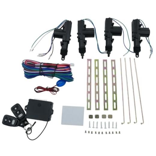 Universal 4PCS Car Power Door Lock Actuator Kit with 2 Remote Controls 12V