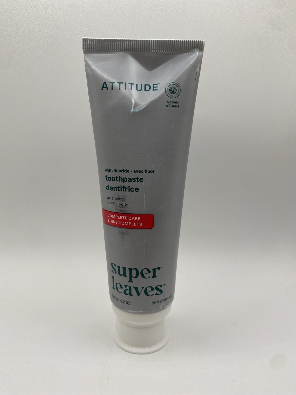 Attitude Complete Care Toothpaste with Fluoride, Spearmint Flavor, Vegan & Cr...