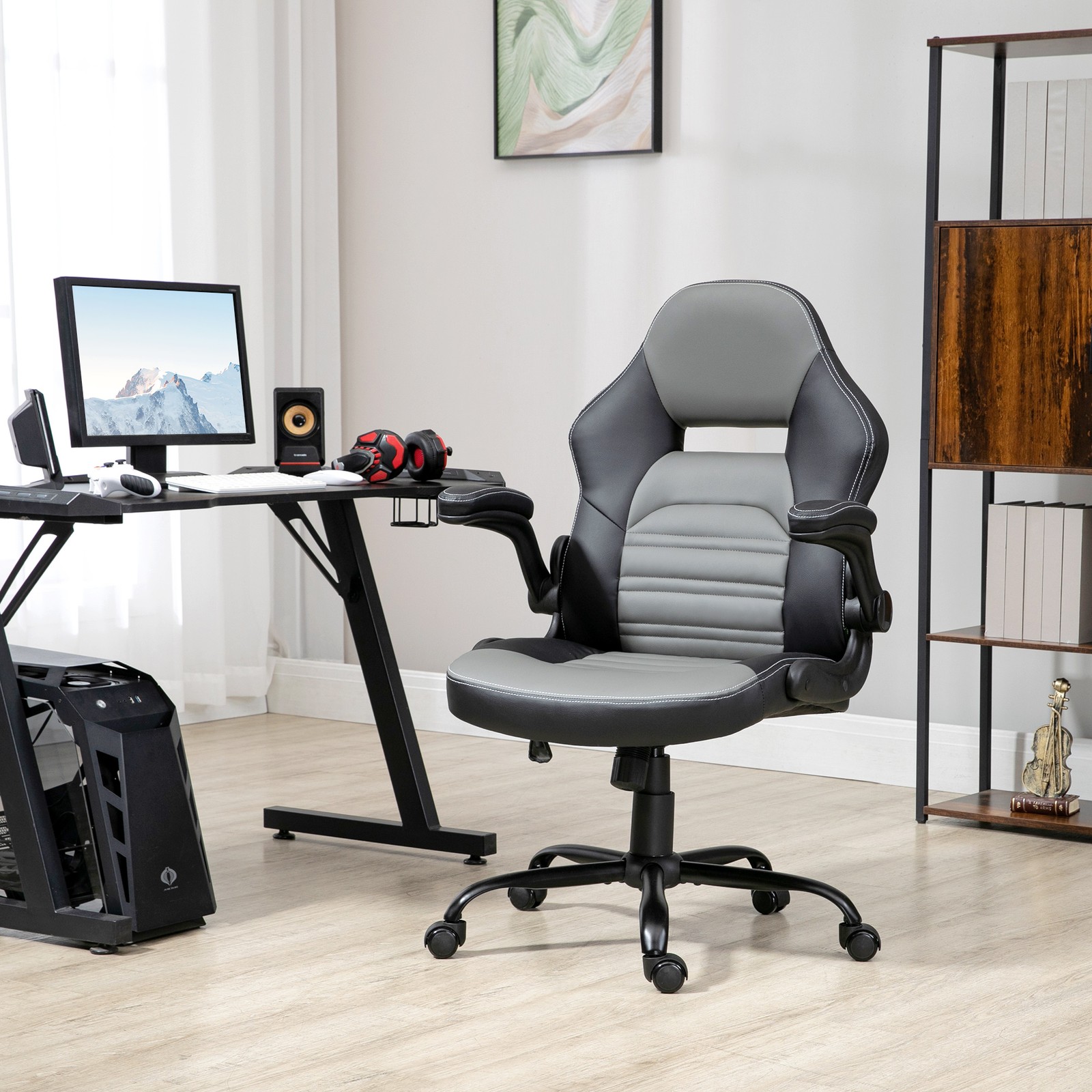 Ergonomic Racing Gamer Seat with Breathable Sponge Padded Seat and Armrest