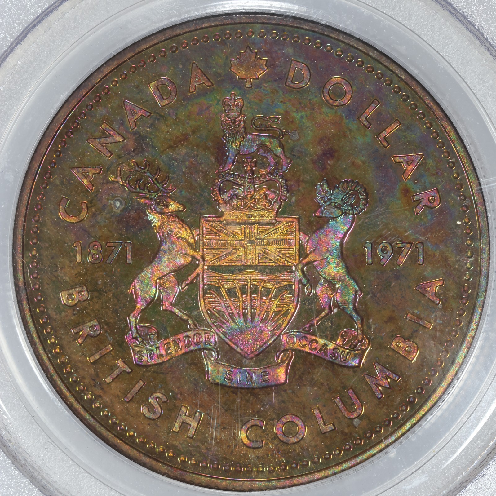 1971 Silver Canada (British Columbia) Dollar PCGS SP67 - Toned
