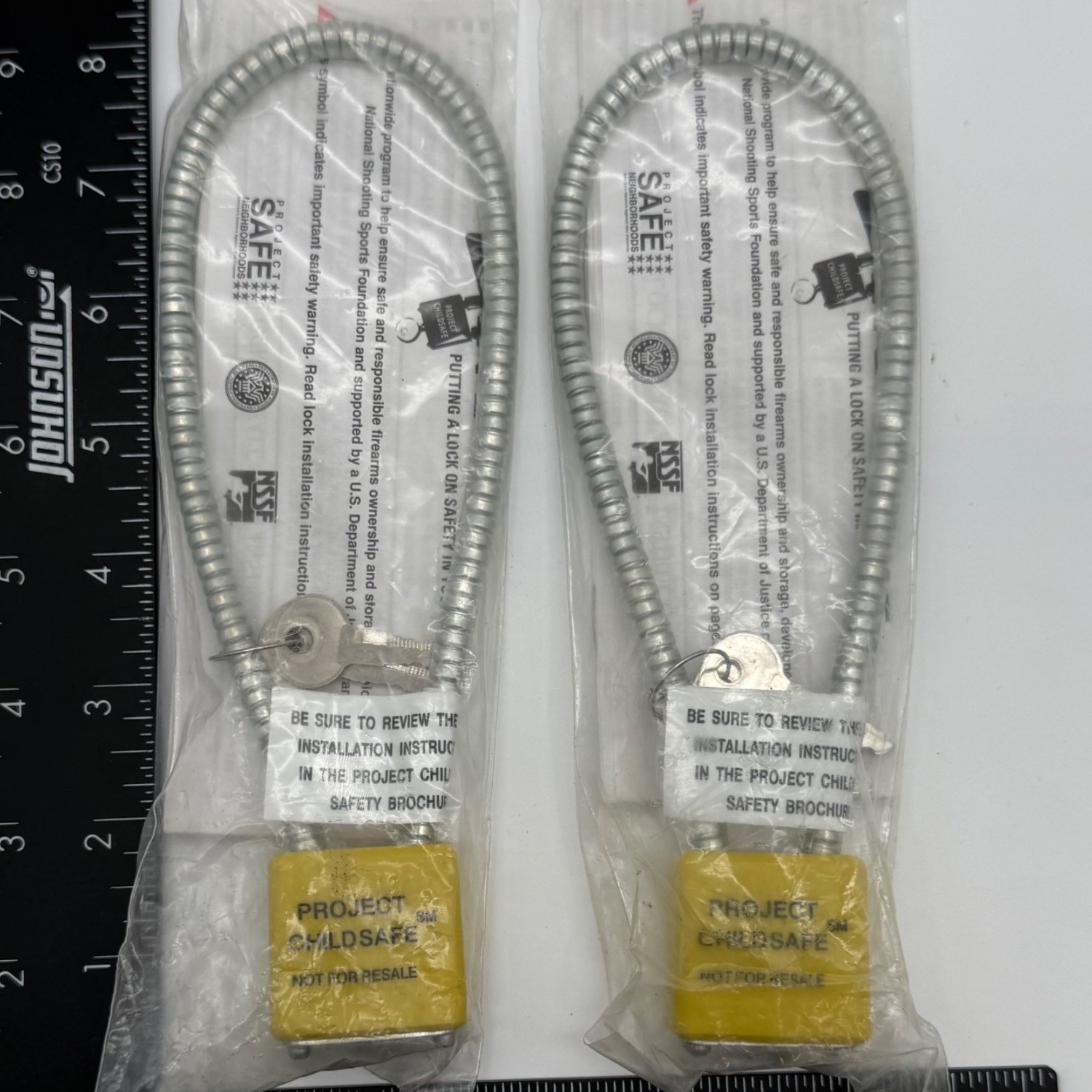 Project ChildSafe Gun Cable Locks Firearm Safety 2 Pack Yellow New