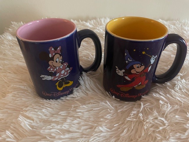 Disneyland World Mickey Mouse Fantasia Minnie Mouse Sorcerer Coffee Tea Mug X 2