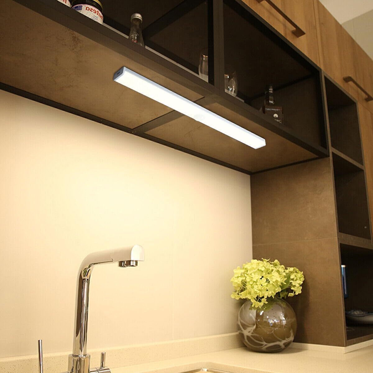 LED Motion Sensor Under Cabinet Closet Light USB Rechargeable Kitchen Lamp Strip