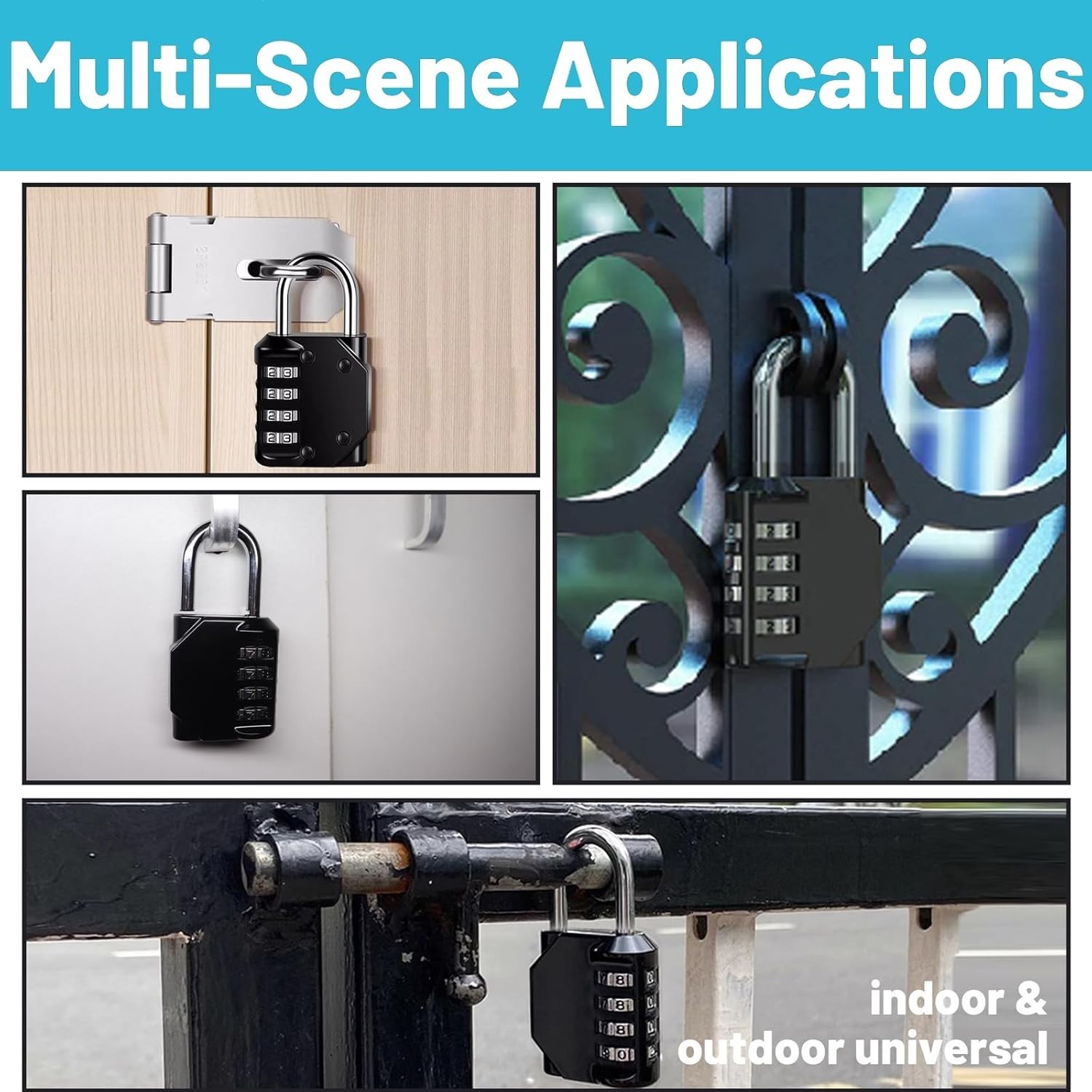 4-Digit Waterproof Combination Lock - Versatile Security for Lockers
