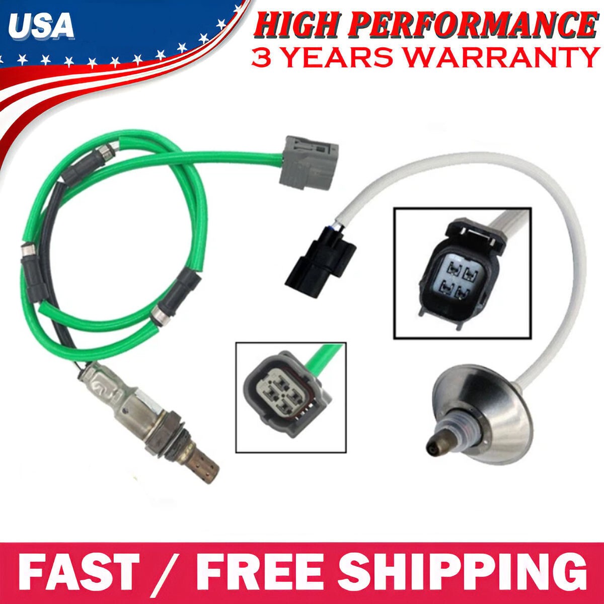 2PCS Oxygen Sensor Upstream+Downstream For 2009-2014 Honda Fit 2010-2011 Insight