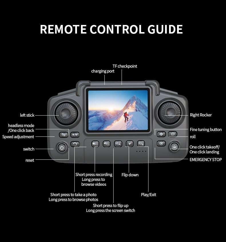 E99 Pro Drone Screen remote control Foldable RC Quadcopter Four Axis Aircraft US