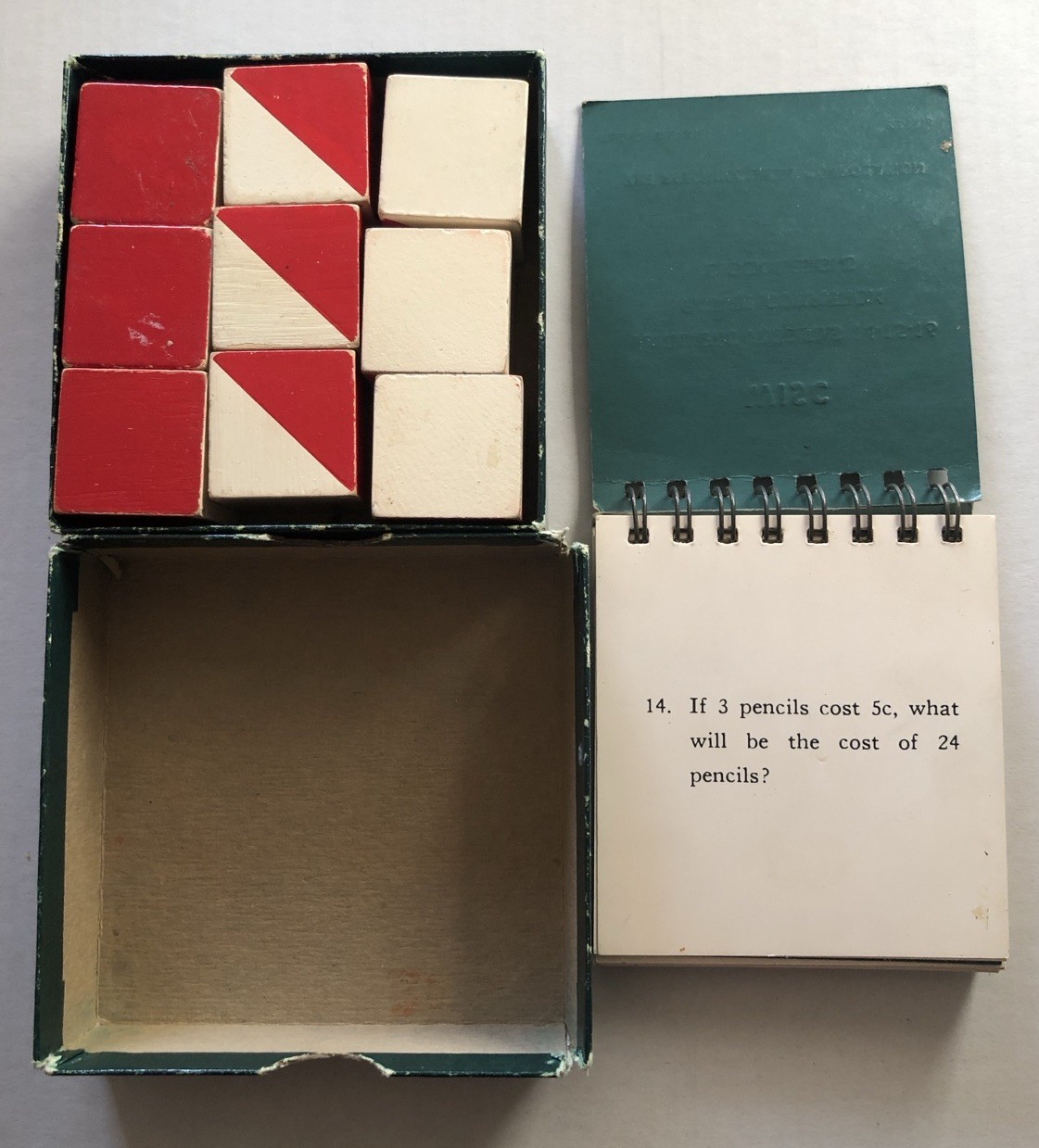 Vintage WISC ARITHMETIC PROBLEMS 14 15 16 Booklet , Block Design Cubes Box