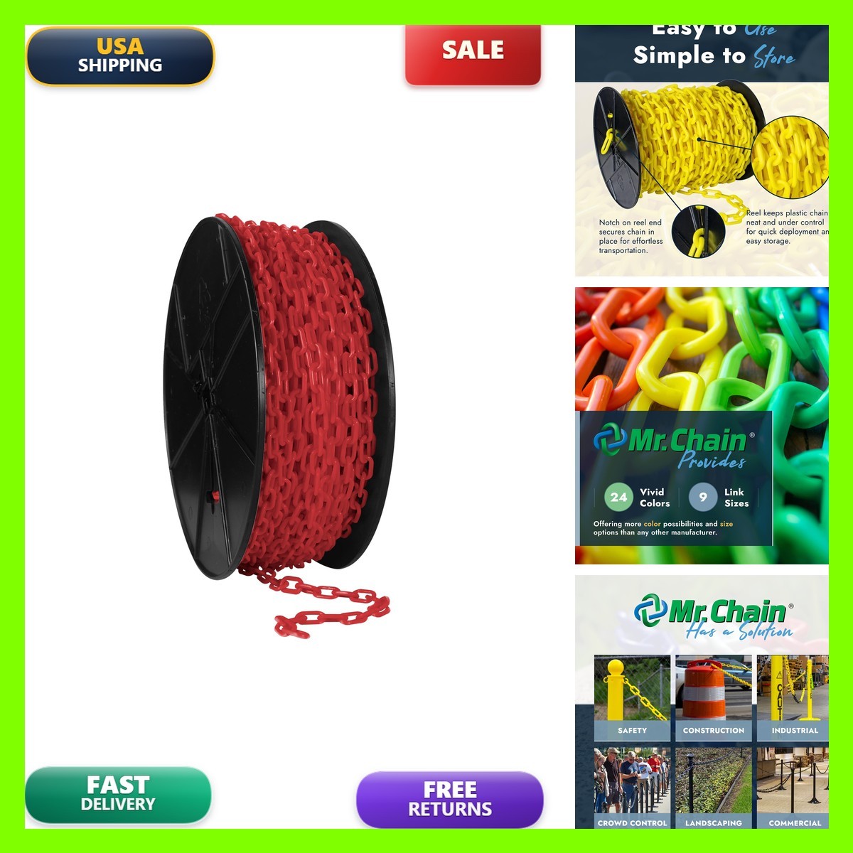 Mr. Chain Barrier Chain Reel Red 3/4-Inch 200-Foot 00105