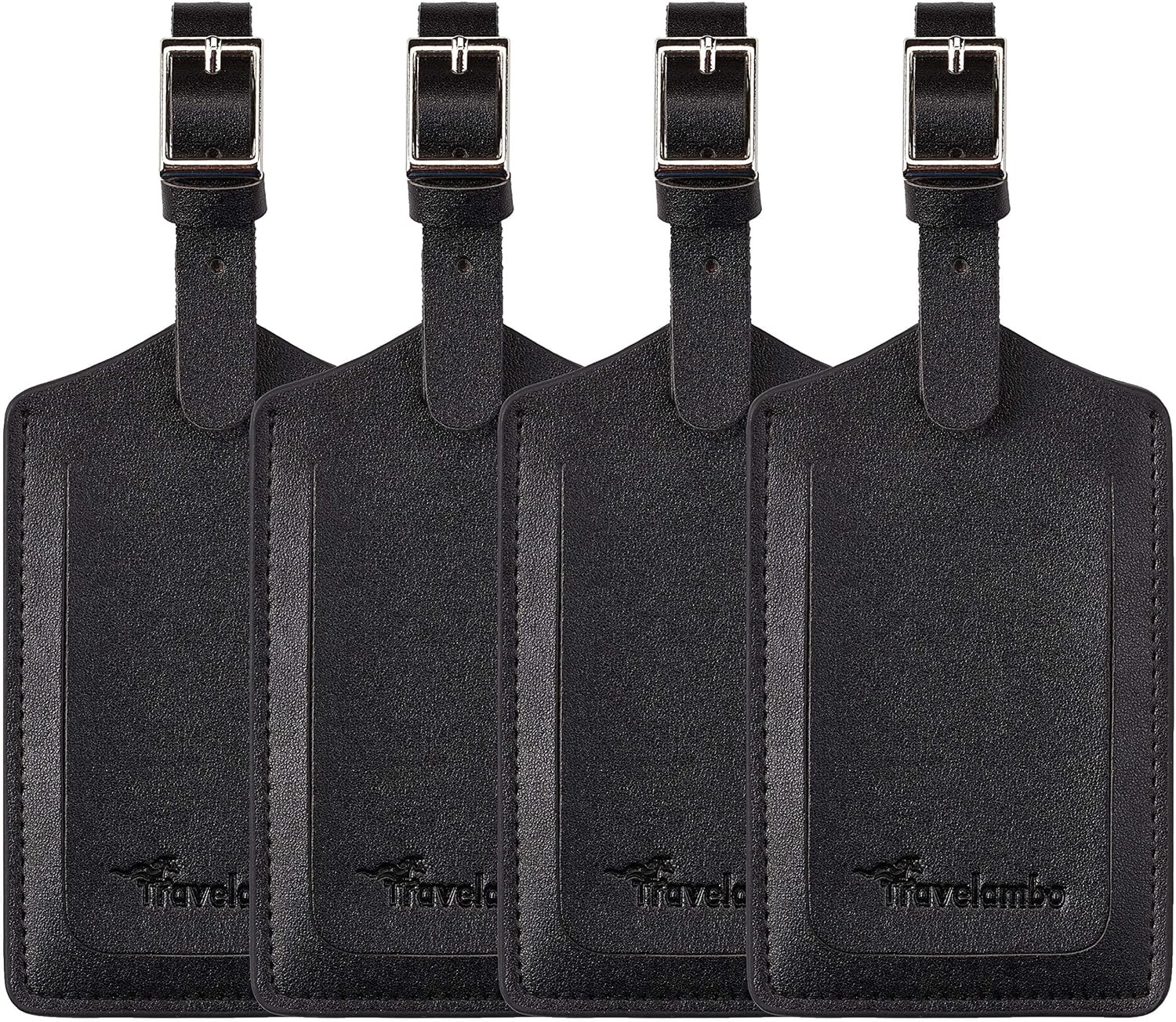 Travelambo Luggage Tags for Suitcases PU Leather Travel Bag Black