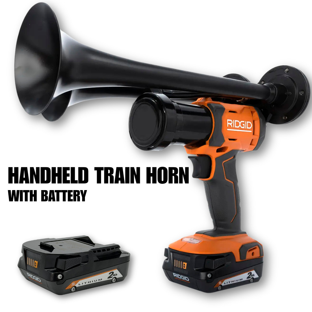 Honkup RIDGID 18V Train Horn | Dual Black Trumpets | Full Bat Kit