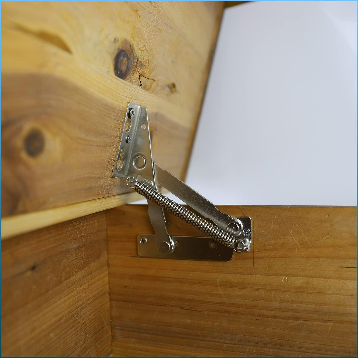 80 Degree Bench Seat Hinge - 1 Pair Steel Cabinet Door Hinge for Toy Box Chest,