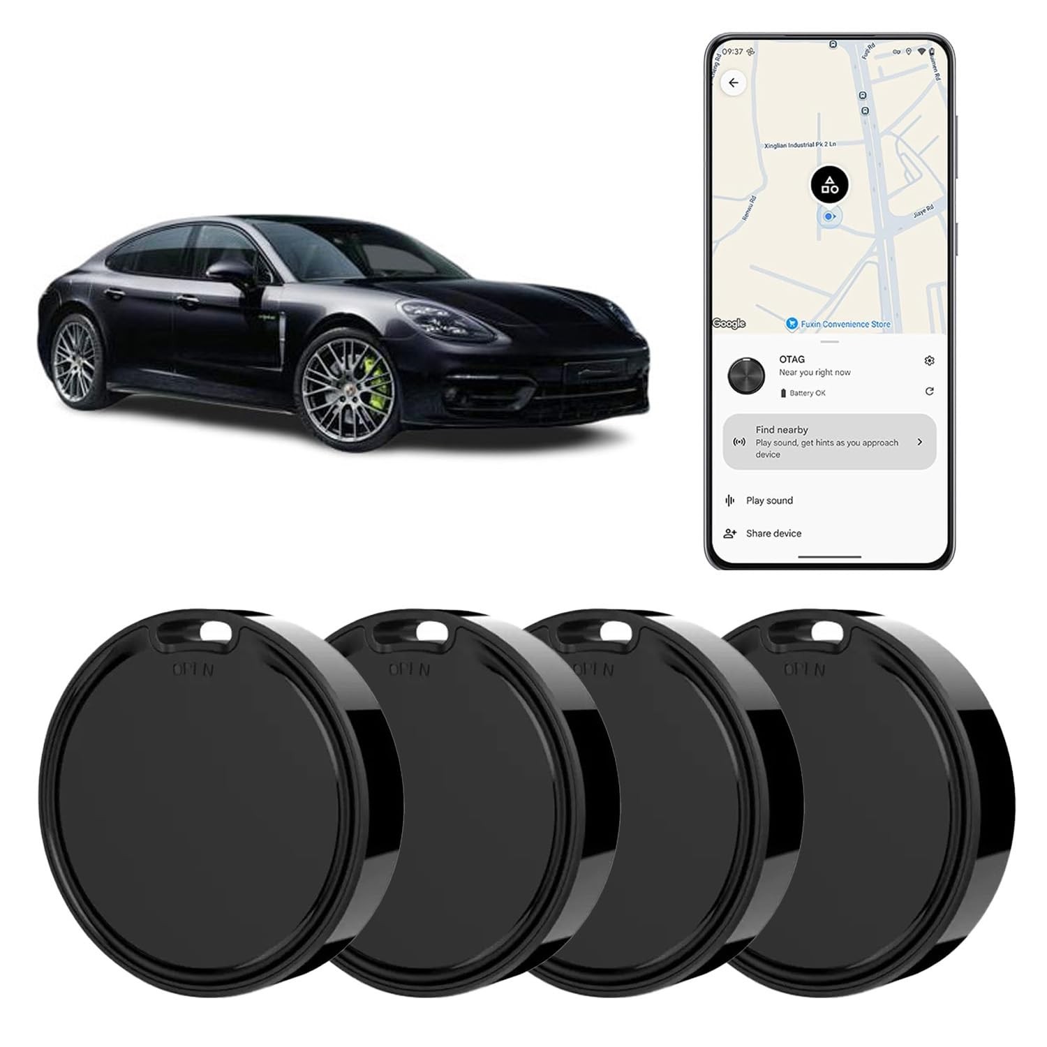 Air Tracker Tags-4Pack for Android,GPS Tracker for Vehicles,Bluetooth Tracker...
