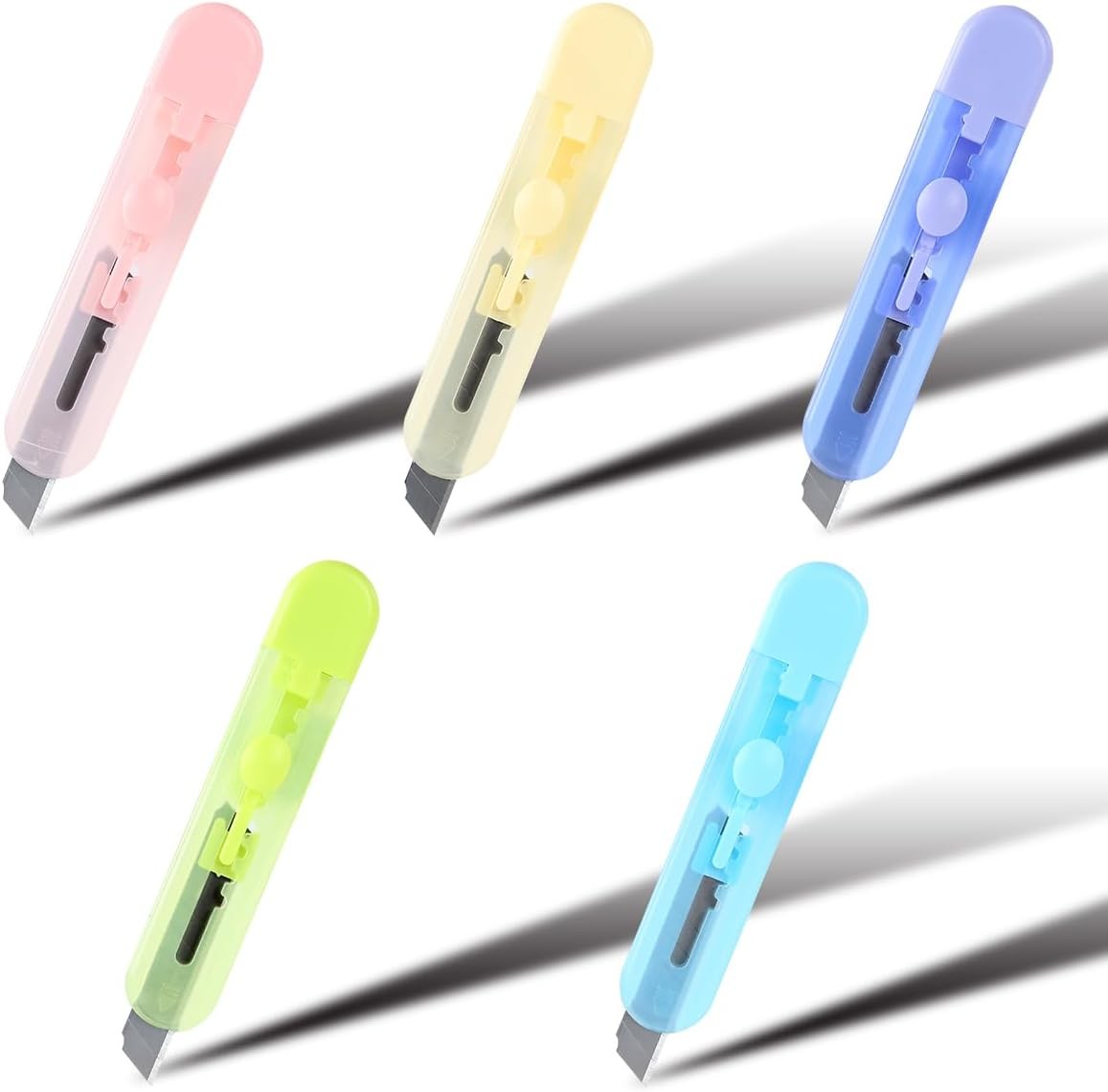 5-Pack Mini Utility Knives Box Cutter,Retractable Box Opener, Package Opener.For