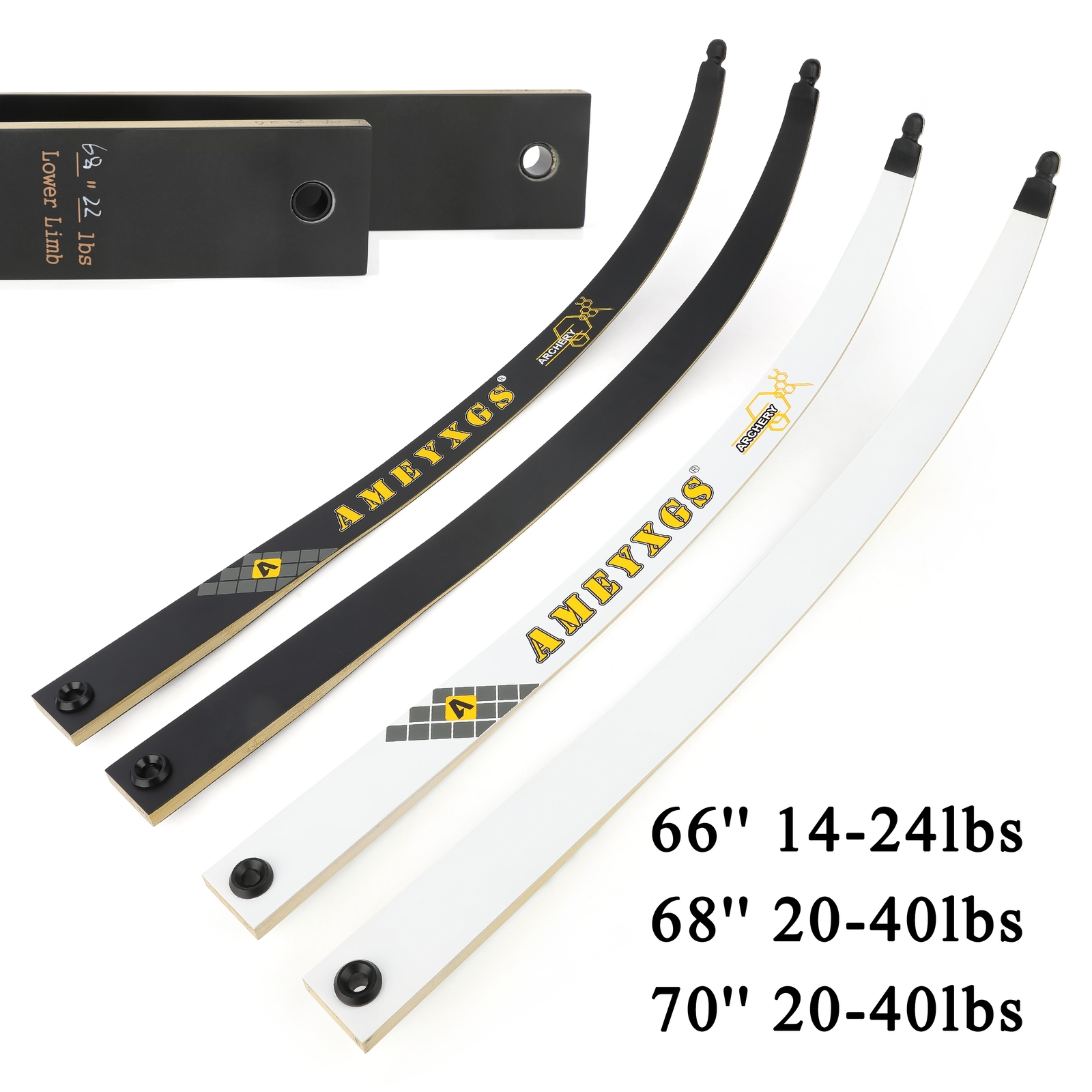 Recurve Bow Limbs 14-40lbs Bamboo Foam Core Archery Takedown Bow Hunting Target