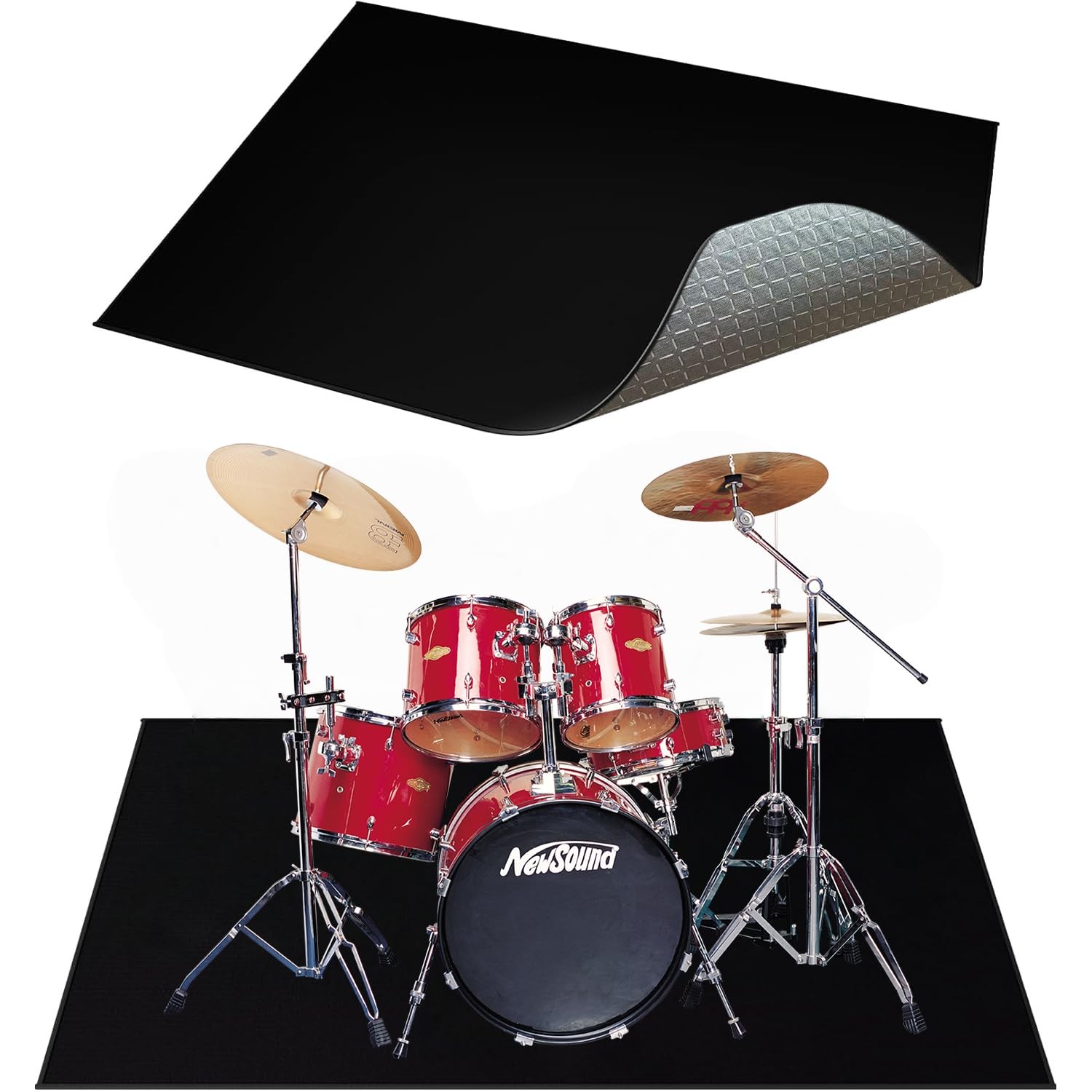 Non-Slip Drum Rug 5X6 Ft - Noise Reduction Mat for Drummers - Black