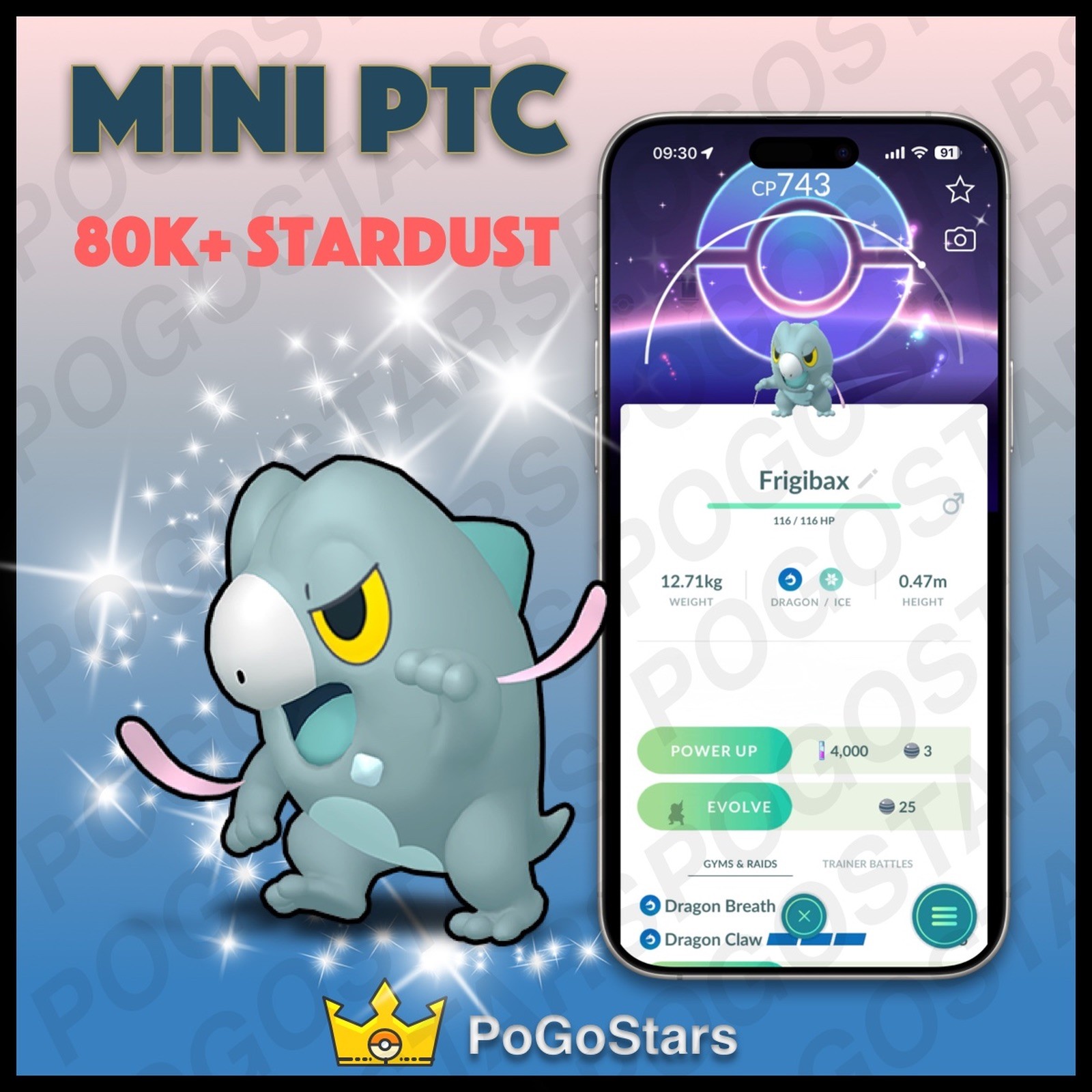 Pokémon PTC GO - Shiny Frigibax - 80K Stardust✨Special Background✨