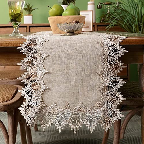 Grey Table Runner Coffee Farmhouse Rustic Macrame 16 x 48 Inch Stone Grey