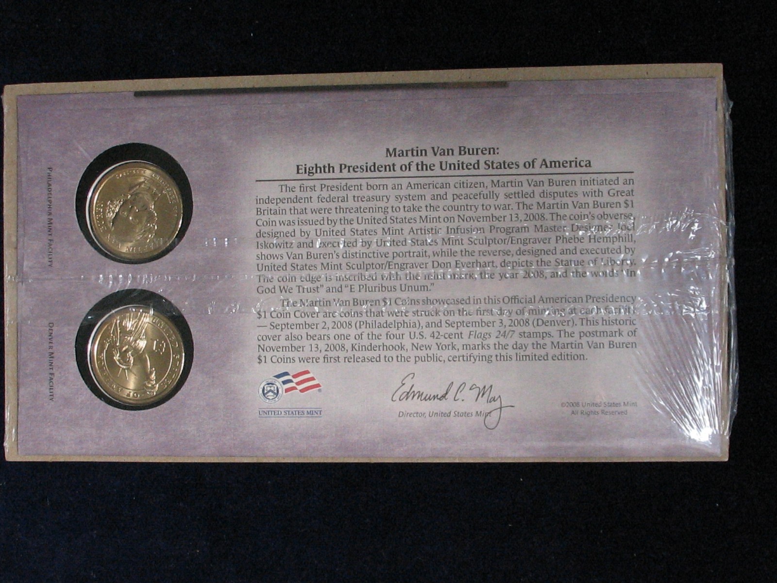 2008 P & D VAN BUREN US MINT DOLLAR SET * FIRST DAY STRIKE * SEALED UNC SET