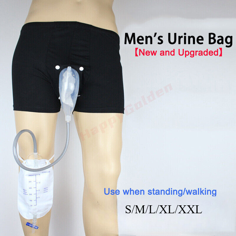 Male Wearable Incontinence Pants Urinal Leg Bag Urine Funnel Silicone Collector
