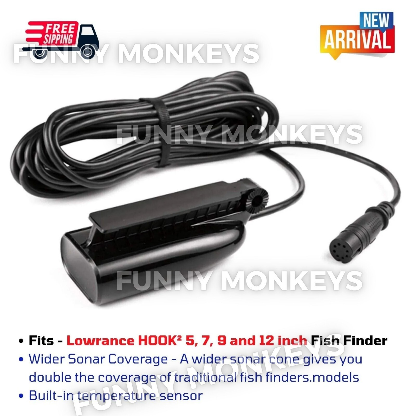 Skimmer Transducer for Lowrance HOOK2 Model 5 7 9 12 inch Fish Finders Fishing