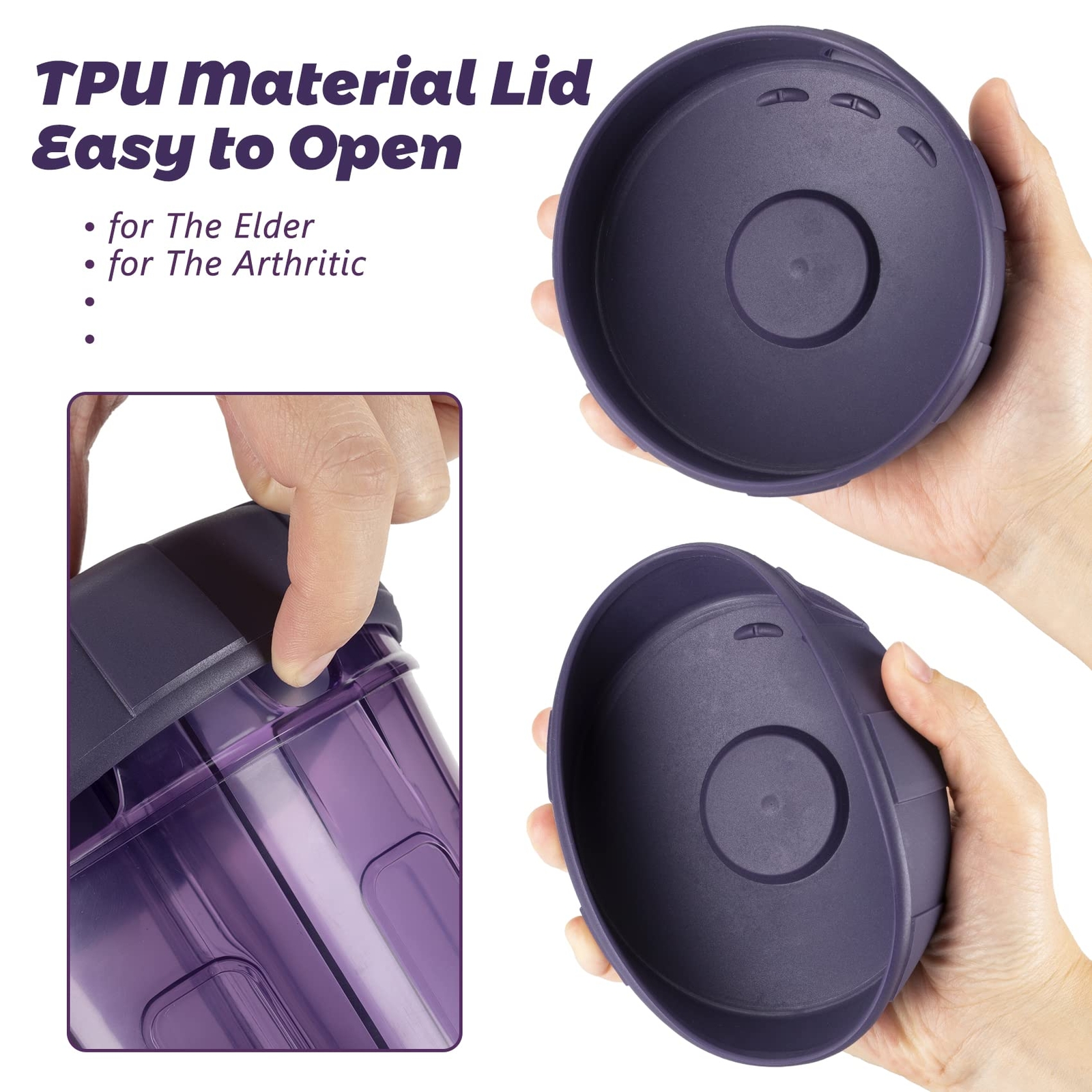 Supplement Organizer With Extra Large 7 Compartments Tpu Soft Lid Easy Open Pill