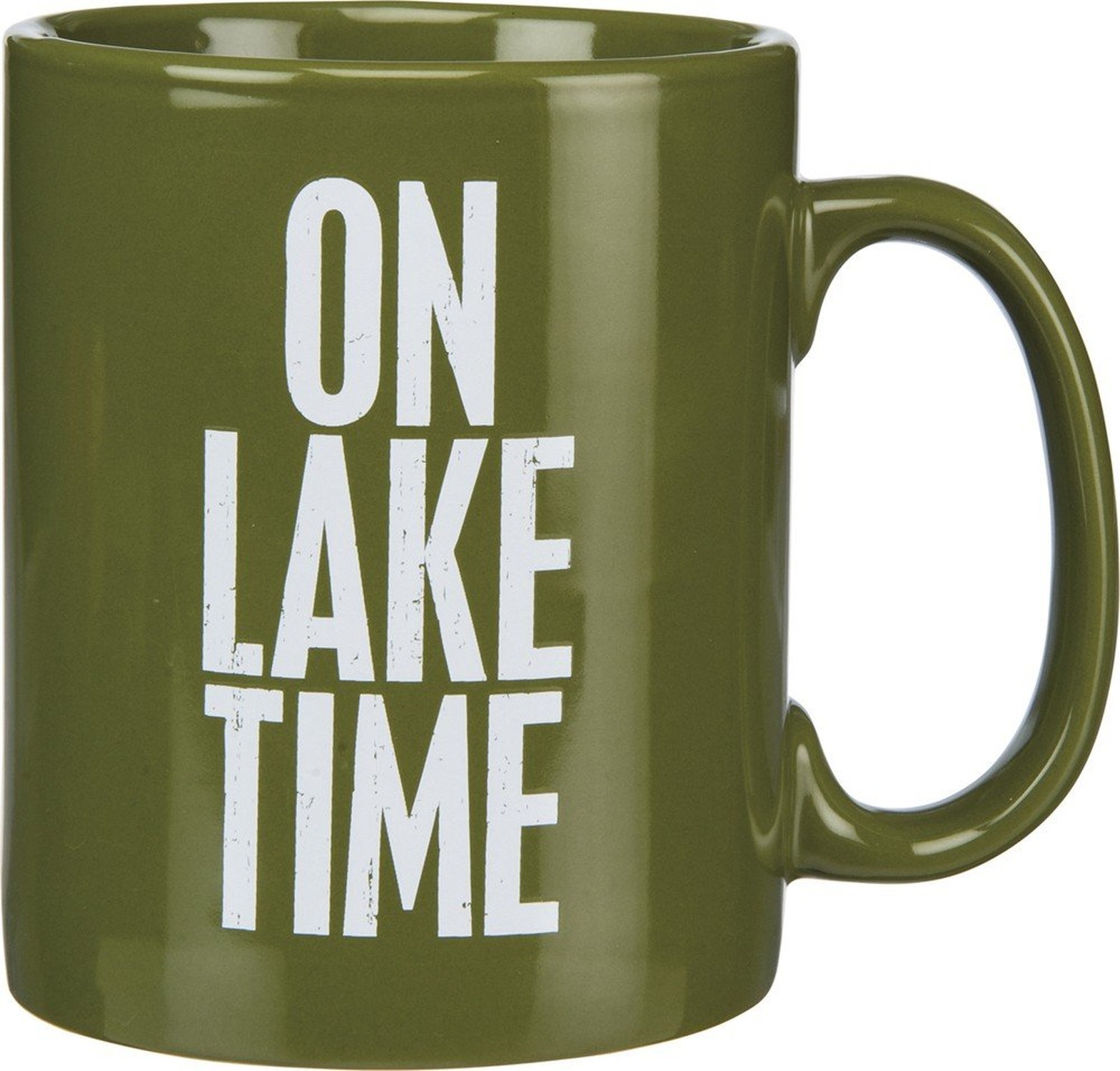 Primitives By Kathy 21675 Green Stoneware Coffee Mug, 20-Ounce, Lake Time