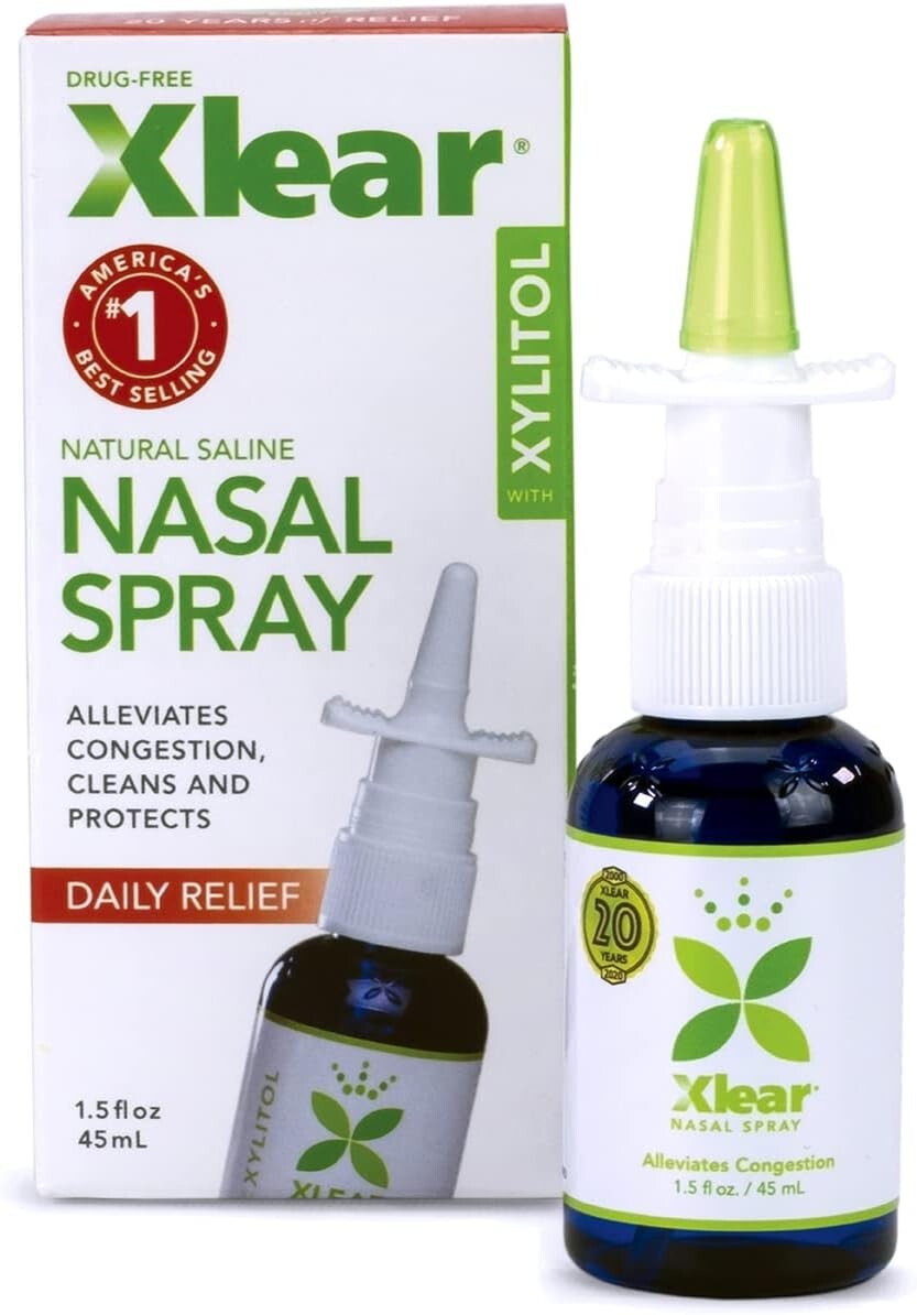 Xlear Natural Saline Nasal Spray with Xylitol 1.5 oz x2 Exp 07/25