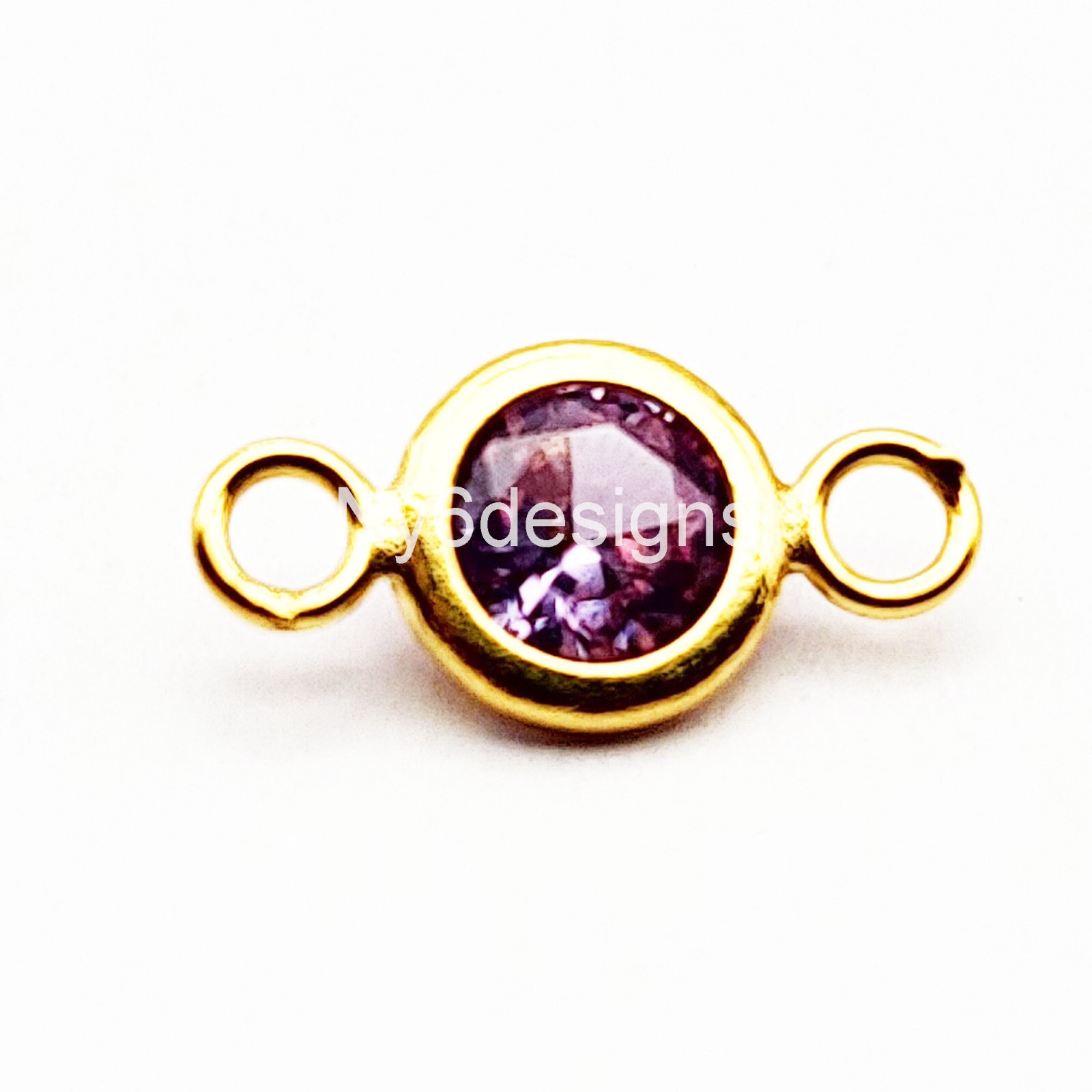Alexandrite Purple CZ 14K Gold-Filled Connector Pointed Back June Birthstone ONE